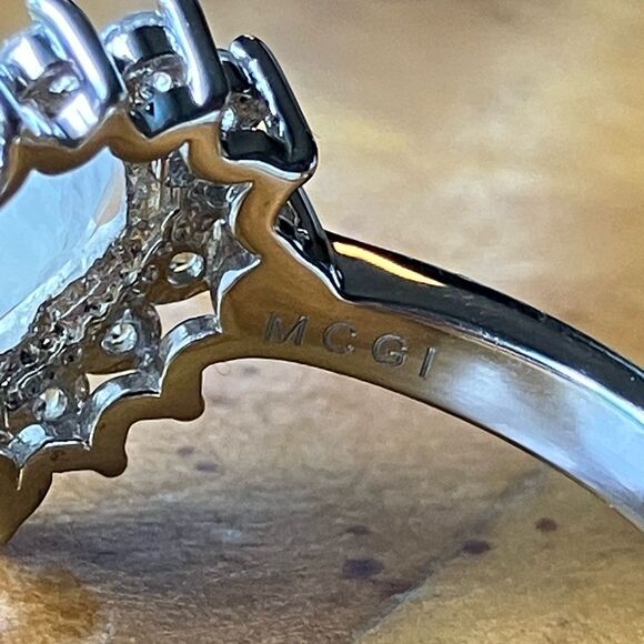 Natural Rainbow Moonstone Sterling Silver Heart Ring Size 8.75 - Picture 7 of 10